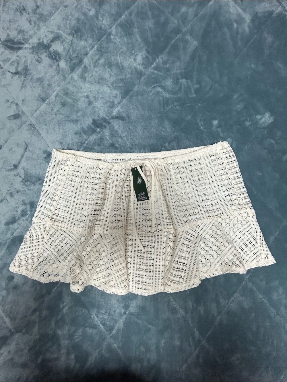Crochet swim skirt cover up size XL (16) cream color Faux crochet